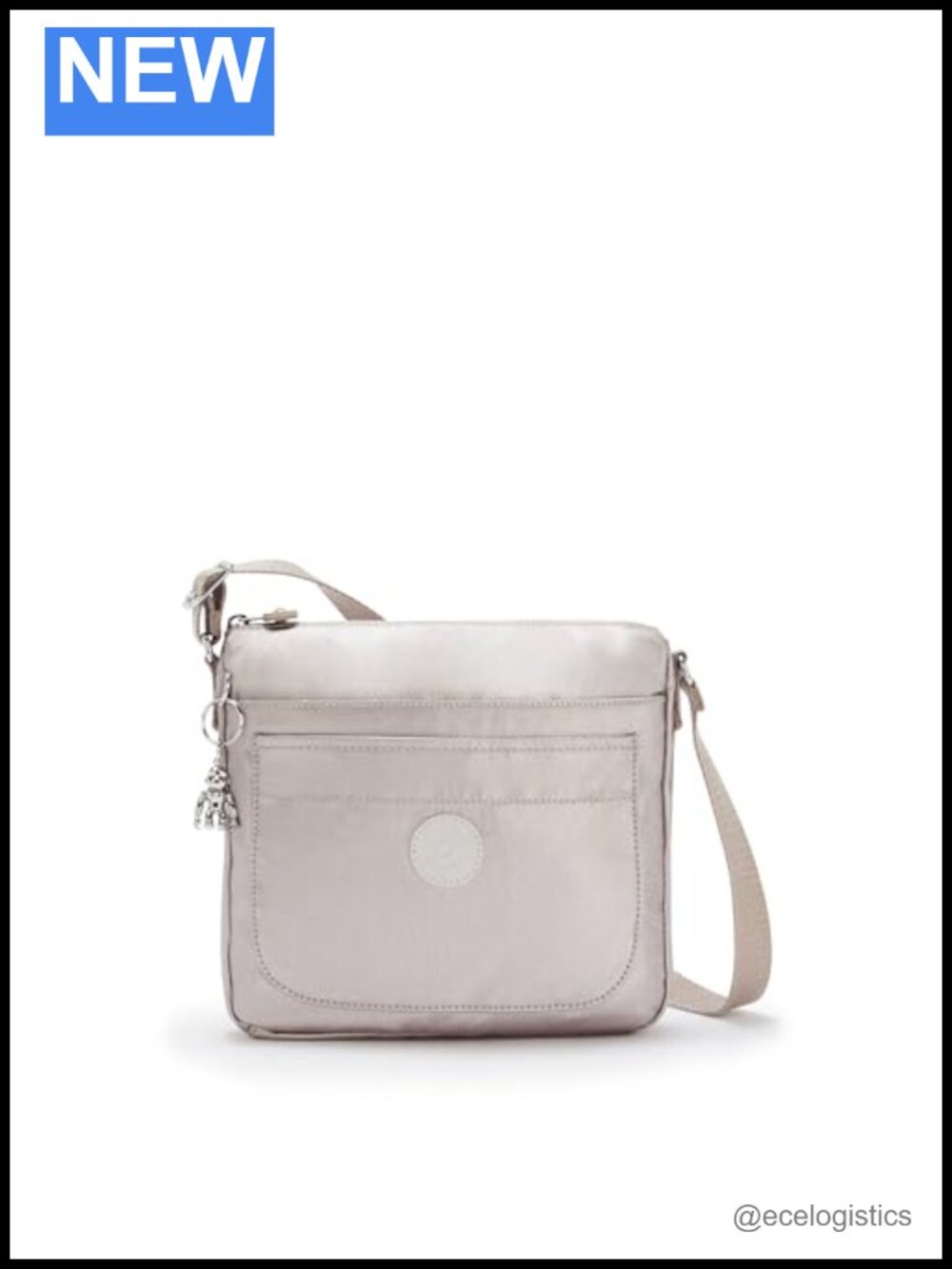 Kipling Sebastian Sparkly Nylon Crossbody Bag Adjustable Strap Water Resistant